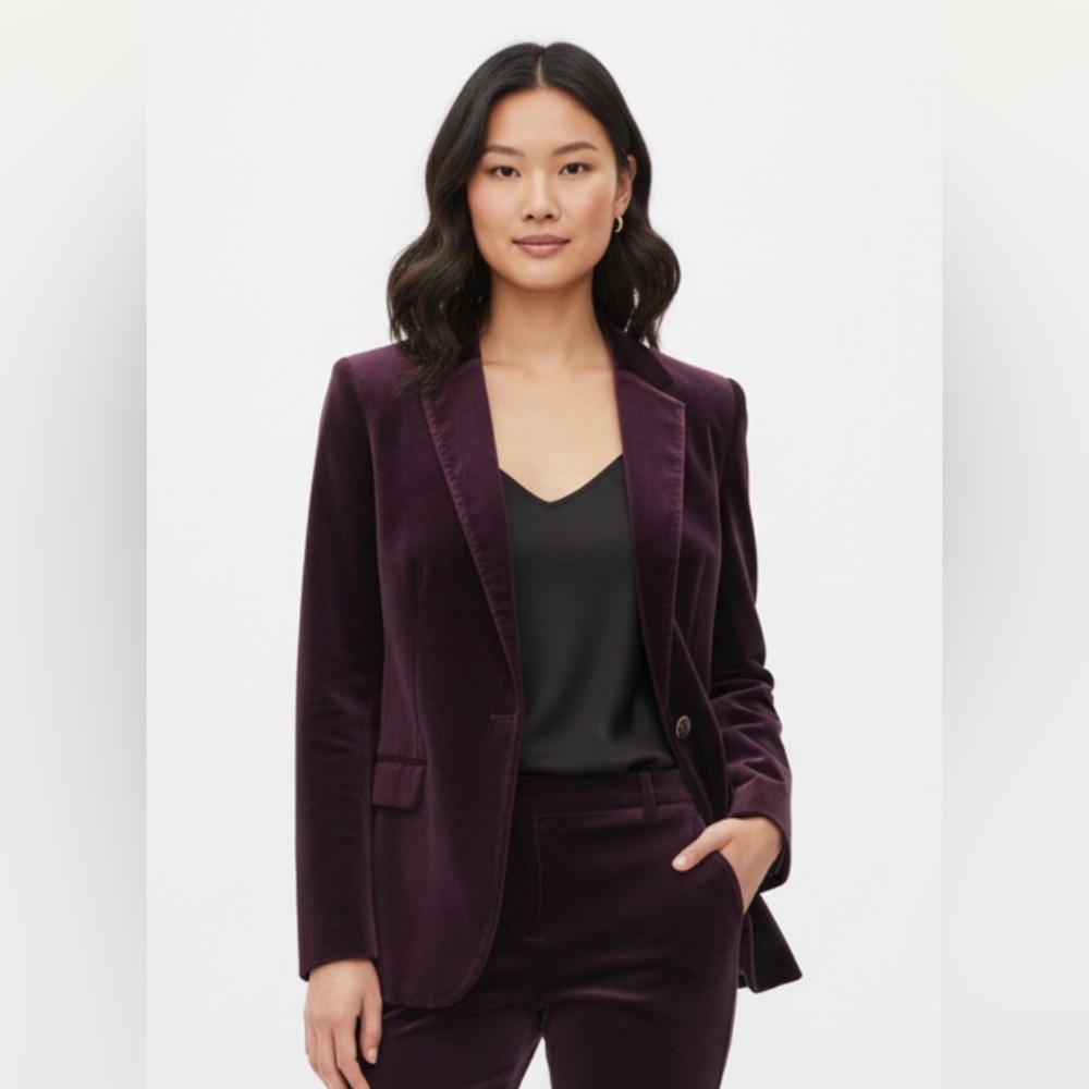 ✨ Massimo Dutti Purple Velvet Blazer – EUC ✨ size EU 42, US 10
